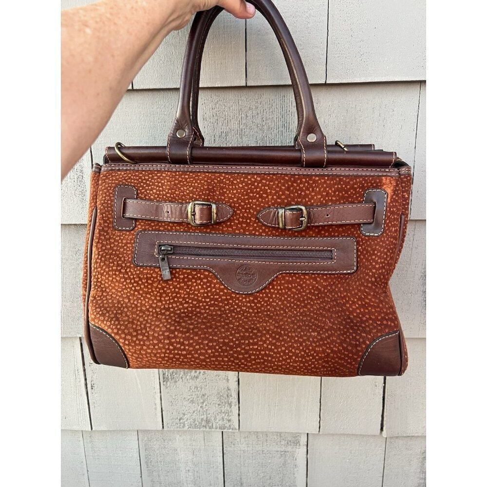 Vintage R&S Cueros Bariloche brown suede Argentinian leather satchel heritage